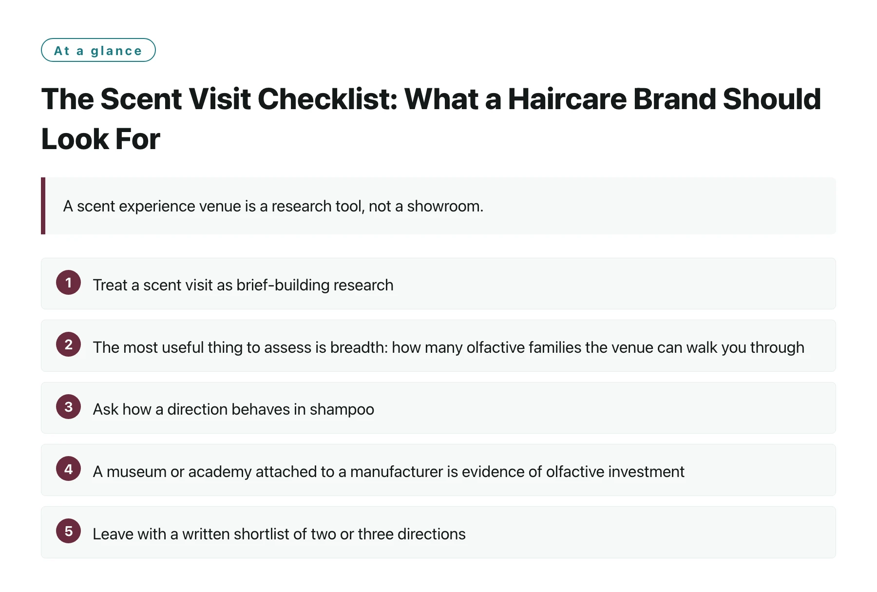 The Scent Visit Checklist: What a Haircare Brand Should Look For——全文要点速览